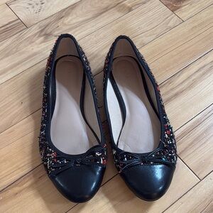 Women's Black and Multicolor Flats